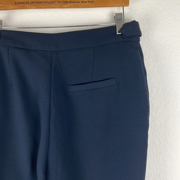 H & M Tailored Capri Blue adjustable Belted Waist and Side Zip Dress Pant Size 8 - Picture 8 of 10